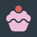 Cupcake pink and white logo. cake with cherry illustration Royalty Free Stock Photo