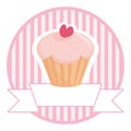 Cupcake in pink with white place for your text Royalty Free Stock Photo