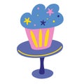 Cupcake on a plate. Holiday cooking icon in a flat style for decorating, anniversaries, weddings, birthdays