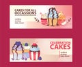 Cupcake poster design bakery cake dessert card vector illustration. Muffin holiday sweet party background design. Royalty Free Stock Photo