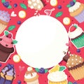 Cupcake poster pattern cute cake food background candy packaging fancy cake banner paper, fruit muffin textile