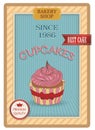 Cupcake poster. Retro Vintage design