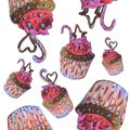 Cherry Cupcakes Pattern Markers Sketch