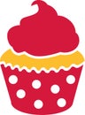 Cupcake with red cream and dots Royalty Free Stock Photo