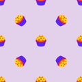 Cupcake retro fabric in trendy colours seamless pattern