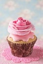 Cupcake with rose flower Royalty Free Stock Photo