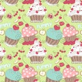 Cupcake seamless pattern Royalty Free Stock Photo