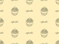 Cupcake seamless pattern on orange background Royalty Free Stock Photo