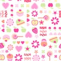 Cupcake seamless pattern vector illustration. Cupcakes, muffin pattern seamless background,