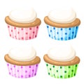 Cupcake set isolated Cake collection sweet candy cupcakes that look appetizing. Colorful cupcakes isolated in white Web sit Royalty Free Stock Photo