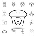 Cupcake, shamrock icon. Simple thin line, outline vector element of Saint Patricks Day icons set for UI and UX, website or mobile