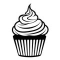 Cupcake silhouette in black color. Vector template for laser cutting