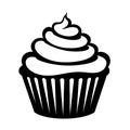 Cupcake silhouette icon in black color. Vector template for tattoo or laser cutting