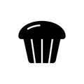 Cupcake silhouette icon. Outline logo of muffin for packaging design. Bakery or confectionery symbol. Black illustration of small