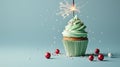 The Cupcake with Sparkler.AI generated image Royalty Free Stock Photo