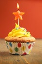 Cupcake with star candle Royalty Free Stock Photo