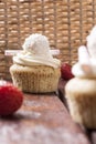 Cupcake with strawberries and cream Royalty Free Stock Photo