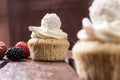 Cupcake with strawberries in studio Royalty Free Stock Photo