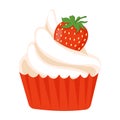 Cupcake with strawberry on top Royalty Free Stock Photo