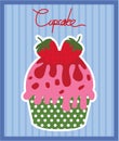 Cupcake Strawberry Vector