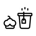 Cupcake tea vector thin line icon Royalty Free Stock Photo
