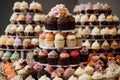 cupcake tower with different flavors and frostings Royalty Free Stock Photo