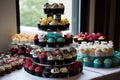 cupcake tower, with several different flavors and designs Royalty Free Stock Photo