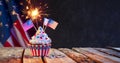 Cupcake Usa Celebration With American Flags