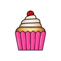 Cupcake WITH CERRY vector illustration ICON