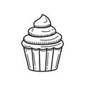 Cupcake vector illustration with hand drawn style