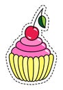 Cupcake vector illustration isolated on white background, cupcake clip art sweet cake with cherry Royalty Free Stock Photo