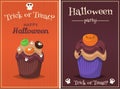 Cupcake vector set. Happy Halloween Scary Sweets poster. Royalty Free Stock Photo