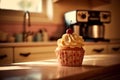 Cupcake in a vintage kitchen - Generative AI Royalty Free Stock Photo