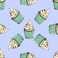 Cupcake vintage pattern