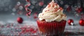 Cupcake With White Frosting and Red Sprinkles Royalty Free Stock Photo