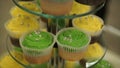 Cupcakes. Amazing chocolate cakes and cupcakes. Chocolate caramel cupcake with nuts and butterscotch syrup. Green and