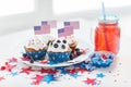 Cupcakes with american flags on independence day Royalty Free Stock Photo