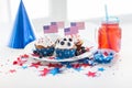 Cupcakes with american flags on independence day Royalty Free Stock Photo