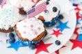 Cupcakes with american flags on independence day Royalty Free Stock Photo