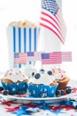 Cupcakes with american flags on independence day