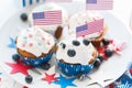 Cupcakes with american flags on independence day Royalty Free Stock Photo