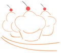 Isolated Cupcakes background with cherries