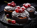 a cupcakes with berries on top