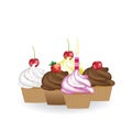 Cupcakes birthday set, vector