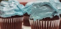 Cupcakes with blue topping. Muffins with blue cream.