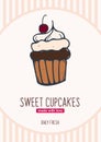 Cupcakes and Cakes banner. Bakery and pastry.