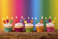 Cupcakes with candles Royalty Free Stock Photo