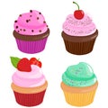 Sweet cupcakes collection. Vector illustration Royalty Free Stock Photo