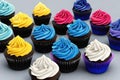 Cupcakes with colored cream. AI generative