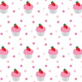 Cupcakes colorful seamless pattern on white background.Vector